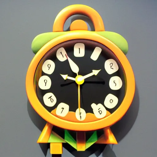 Prompt: tick tock clock from mario 6 4 in the style of salvador dali