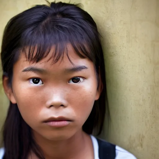 Image similar to portrait of 13-year old Vietnamese girl with defiant look