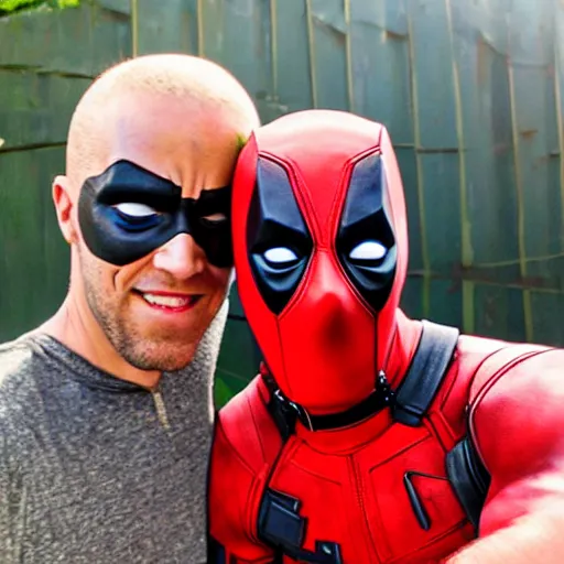 Image similar to deadpool and honeybee being best friends