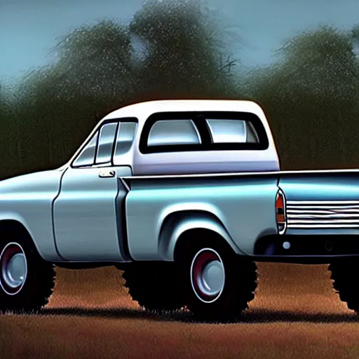 Prompt: a modern pickup truck model that doesn’t exist, photorealistic