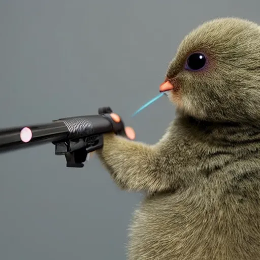 Image similar to new zealand animal kiwi shooting lasers out of its eyes