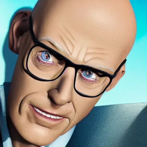 Image similar to A middle-aged Dr. Venture in real life with a hooked nose, a long gaunt face and skinny body and neck, very thin and bald, realistic, very realistic, hyperrealistic, highly detailed, very detailed, extremely detailed, detailed, digital art, oil painting, trending on artstation, headshot and bodyshot, detailed face, very detailed face, extremely detailed face, HD Quality, 8k resolution, very very detailed face, real life