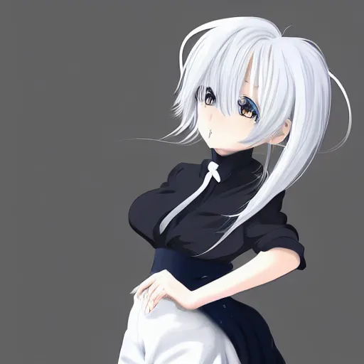 Image similar to cute anime girl with white hair