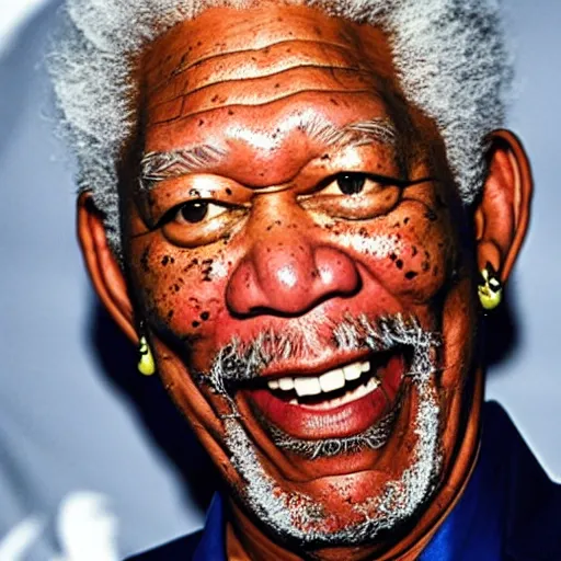 Prompt: morgan freeman screams as he powers up to super saiyan