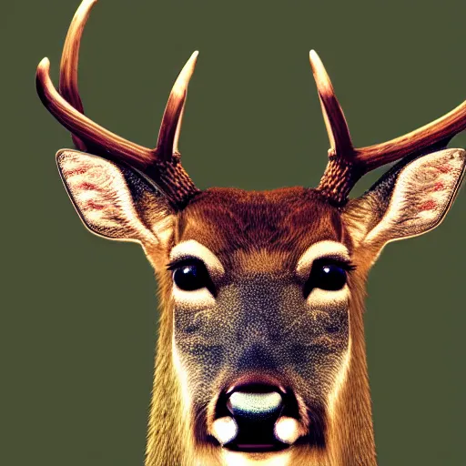 Prompt: a calming image of a deer. deer portrait. low poly. symmetric. stunning. trending on artstation