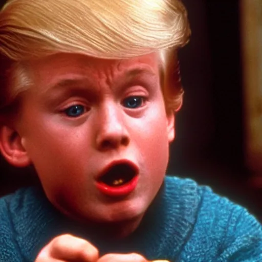 Prompt: donald trump as a child in home alone movie 4k