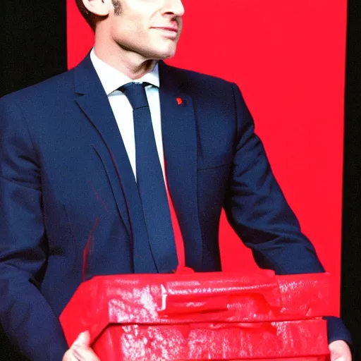 Image similar to Emmanuel Macron inside a shoe box American Psycho (1999)