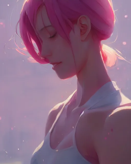 Prompt: a pink works, everything is pink, perfect shading, atmospheric lighting, by makoto shinkai, stanley artgerm lau, wlop, rossdraws