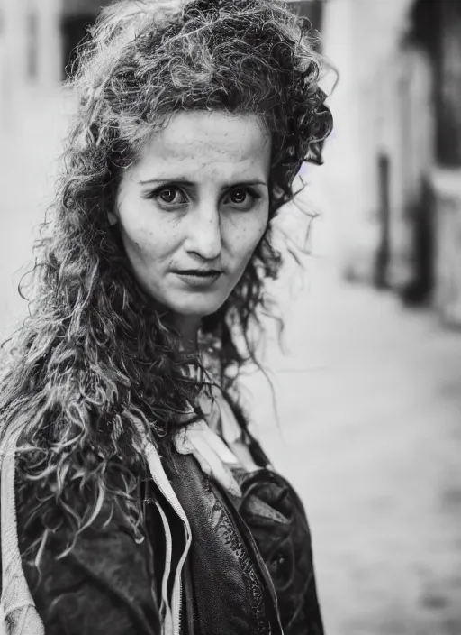 Image similar to Mid-shot portrait of a beautiful 30-year-old woman from Moldova, with freckles and wavy hair, candid street portrait in the style of Mario Testino award winning, Sony a7R