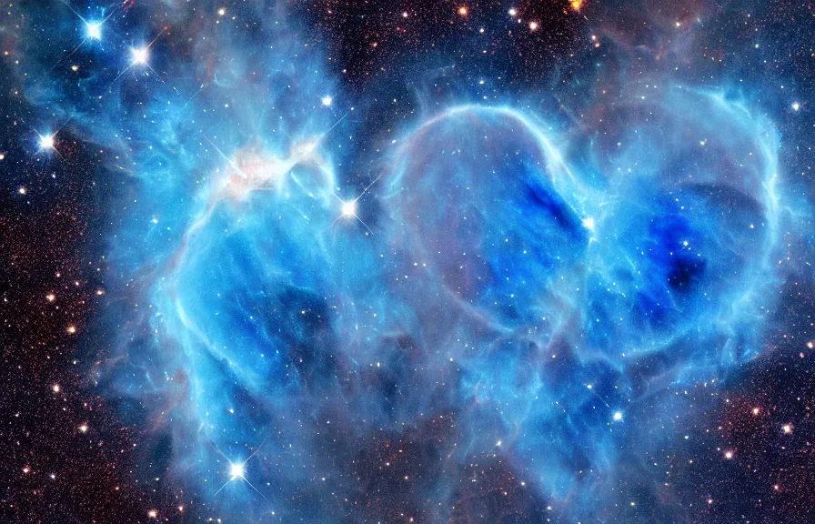 Image similar to nebula in the shape of a blue heart by Hubble telescope