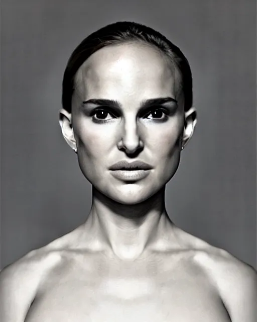 Prompt: symmetrical young natalie portman portrait cream white background, soft diffused light, bjork aesthetic, translucent, by rineke dijkstra, intricate details, highly detailed, masterpiece,