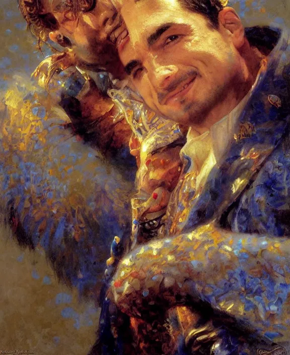 Prompt: portrait of eros ramazzotti, joyful, highly detailed painting by gaston bussiere, craig mullins, j. c. leyendecker 8 k,