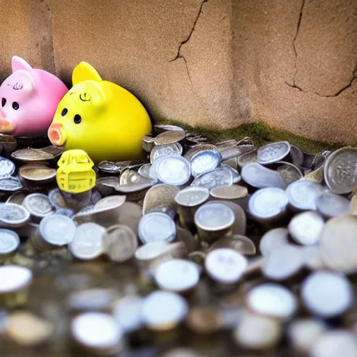 Prompt: piggy banks in the wild, national geographic, award - winning photograph