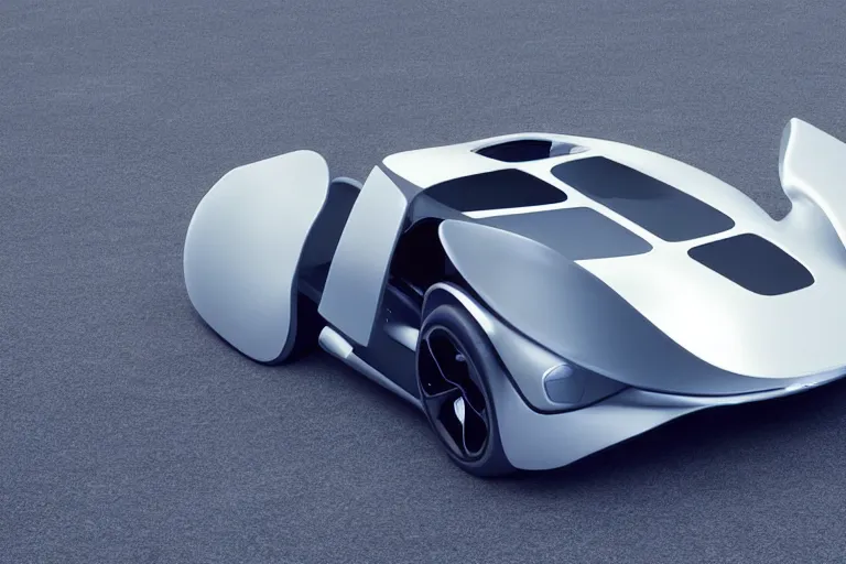 Image similar to A futuristic car designed by Apple Inc., iPhone design, Apple Inc design, studio photo, 3d concept