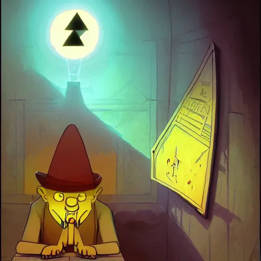 Prompt: bill cipher from gravity falls by marc simonetti