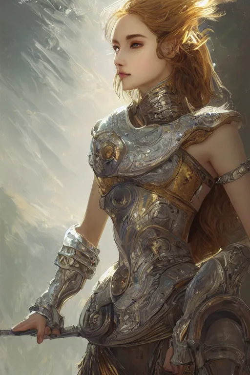 Prompt: portrait knights of Zodiac girl, silver and ice color reflected armor, in ruined Agora of Athens, ssci-fi, fantasy, intricate, very very beautiful, elegant, golden light, highly detailed, digital painting, artstation, concept art, smooth, sharp focus, illustration, art by WLOP and tian zi and alphonse mucha