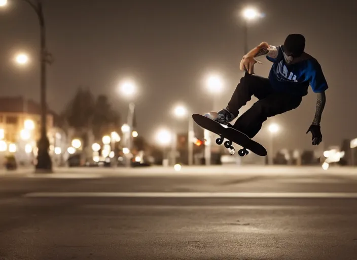 Image similar to professional photo of a skateboarder performing a grab trick, 8 k, bright ambient lighting key light, 8 5 mm f 1. 8