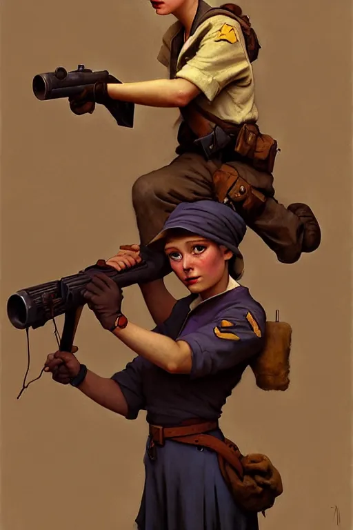 Image similar to team fortress 2 scout the girl with the pearl earring as the team fortress 2 scout team fortress 2 scout team fortress 2 scout, painting by gaston bussiere, katsuya terada, nc wyeth, greg rutkowski, craig mullins, vermeer, frank frazetta, mucha, tom of finland, trending on artstation