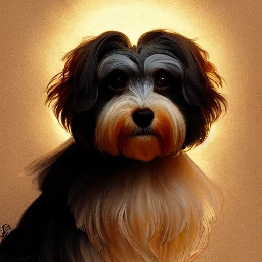 Image similar to beautiful detailed picture of a havanese, radiant light, art nouveau, intricate, elegant, highly detailed, my rendition, digital painting, artstation, concept art, smooth, sharp focus, illustration, art by artgerm and greg rutkowski and alphonse mucha