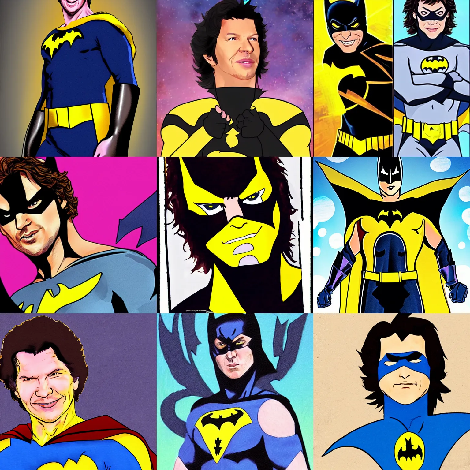 Prompt: neil breen as batgirl, neil breen, superhero portrait