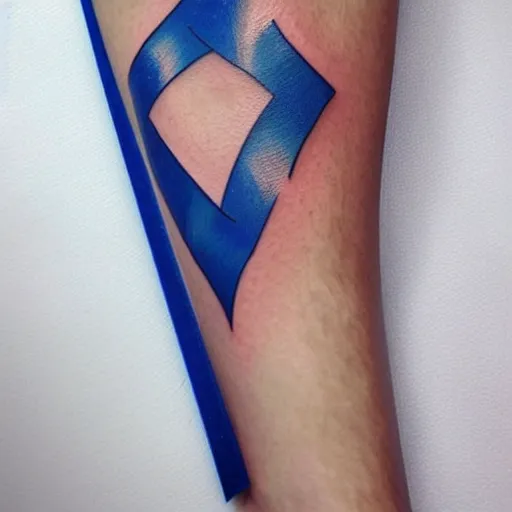 Image similar to tattoo design, stencil, traditional, big blue diabetes ribbon, upper body, by artgerm, artgerm, digital art, blue diabetes ribbon