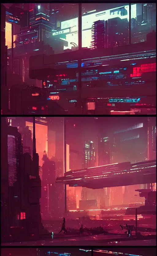 Image similar to Sci-Fi cyberpunk Comic page made up of art by the best artists Trending on Artstation. Paneling style by Bill Sienkiewicz. Octane render, Raytracing, 3d masterpiece, fantastic lighting by James Gurney.. Slice-of-life mundane genre.