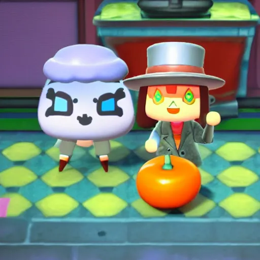 Image similar to a still of from the movie a clockwork orange crossover with the game animal crossing : new leaf