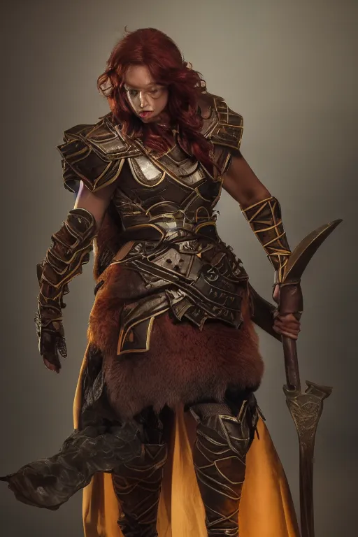 Prompt: a female DND goliath, high resolution film still, 8k, HDR colors, cosplay, studio lighting