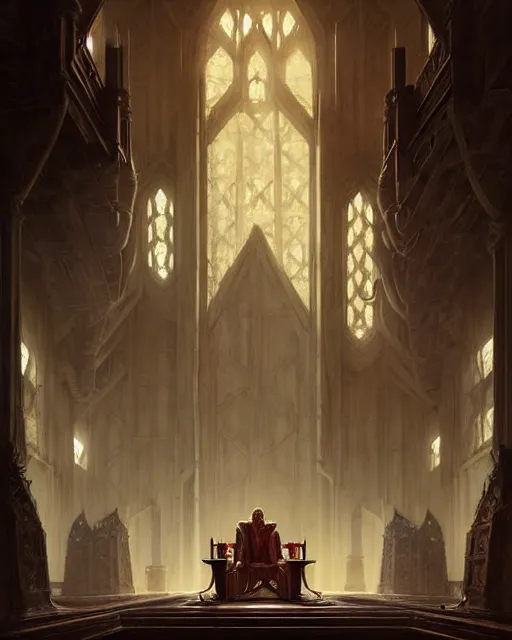 Prompt: middle ages throne room, full of people, dim light | | realistic shaded, fine details, realistic shaded lighting poster by greg rutkowski, diego gisbert llorens, magali villeneuve, artgerm, jeremy lipkin and rob rey