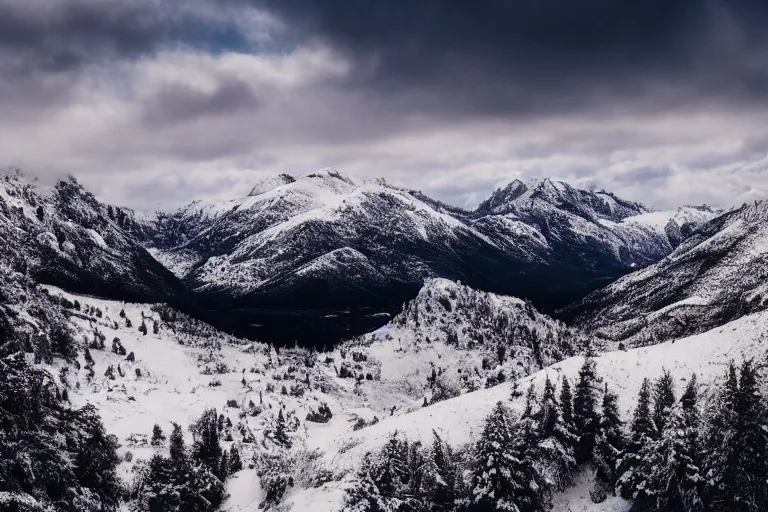 Image similar to a beautiful landscape photo of snowy mountains, award winning photo, cinematic masterpiece, 4 k