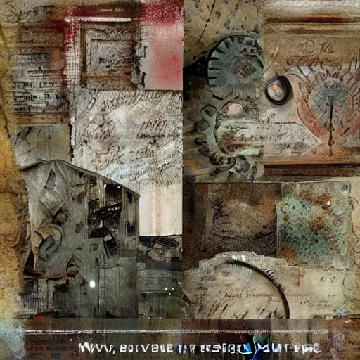 Image similar to detailed and highly reliefed mixed media digital collage textures, spectacular quality