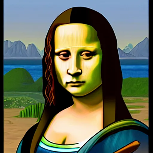 Image similar to cj from grand theft auto san andreas as the mona lisa