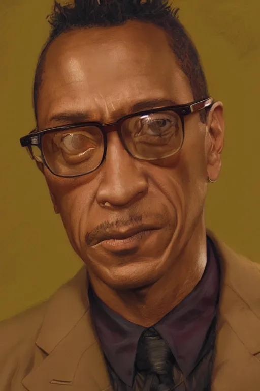 Prompt: gustavo fring, closeup character portrait art by Donato Giancola, Craig Mullins, digital art, trending on artstation