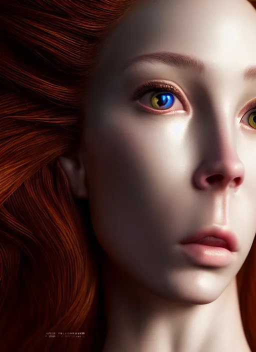 Prompt: a stunning young female cyborg profile face, by jeff koons, by pre - raphaelite brotherhood, unreal engine, glamor shot, nikon d 7 5 0, closeup, f / 2. 8, low contrast, 1 6 k, rim lighting, optical fiber, cinematic lighting, insanely detailed and intricate, hypermaximalist, elegant, ornate, hyper realistic,