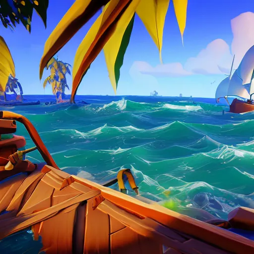 Prompt: a screenshot from the game sea of thieves, vibrant colors, digital art