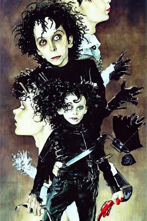 Image similar to edward scissorhands painted by norman rockwell