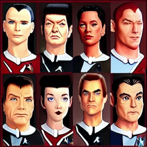 Image similar to the cast of Star Trek Next Generation as characters in Nintendo 64's GoldenEye 007
