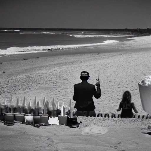 Image similar to Donald trump is having ice cream at the beach, 35mm by Steven Shore