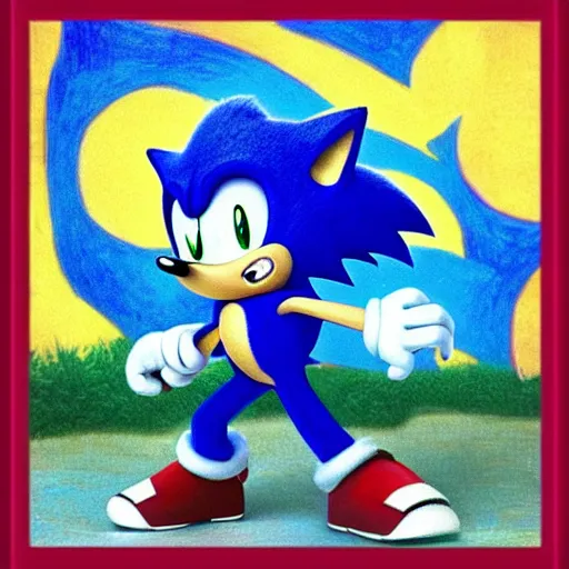 Image similar to “sonic the hedgehog, by Vincent Van Gogh”