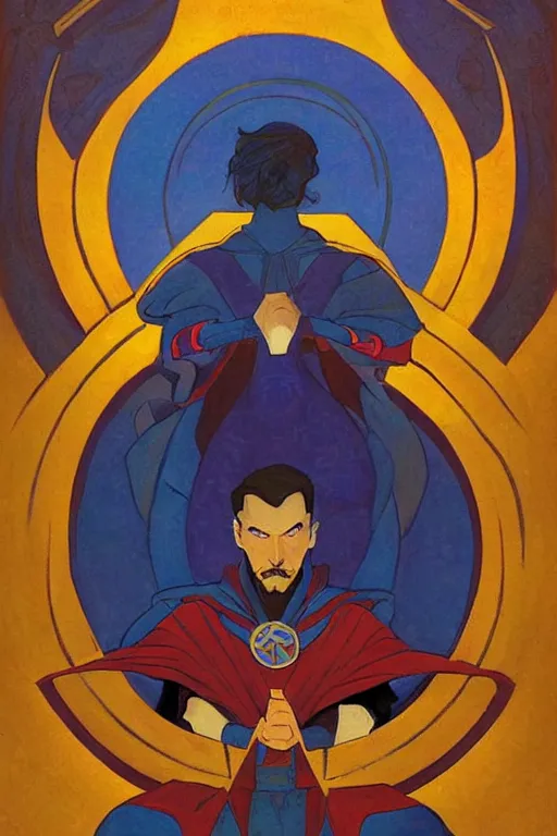 Image similar to doctor strange, marvel, artwork by nicholas roerich