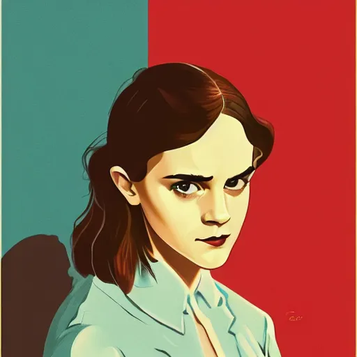 Prompt: communist Propaganda poster Emma Watson by moebius and atey ghailan by james gurney by vermeer by George Stubbs full body trending on artstation vector art inspirational
