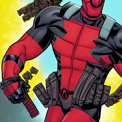 Prompt: deadpool comic, by ty templeton, comic book art