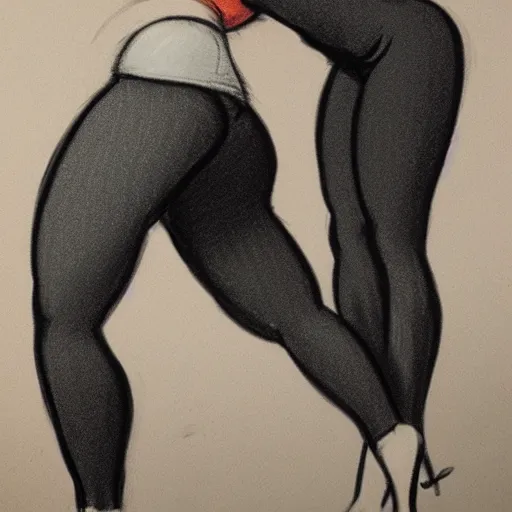 Image similar to milt kahl sketch of thick cuban girl wearing black yoga pants