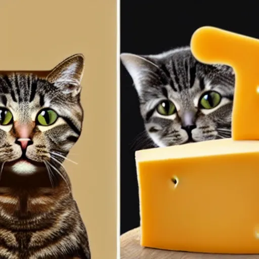 Image similar to A Hyperealistic Cat with a body made out of cheese playing guitar.