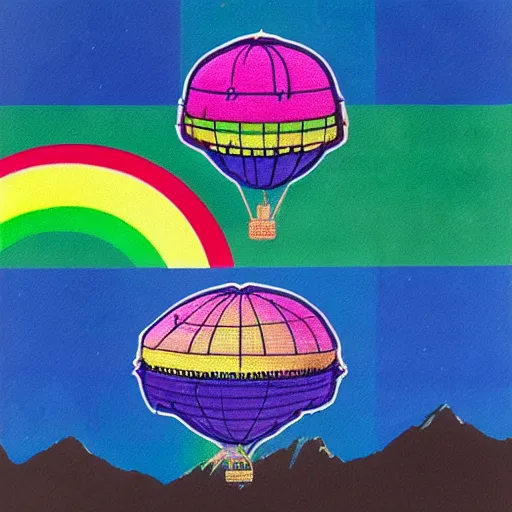 Prompt: rainbow cosmic sci fi hot air balloon ufo