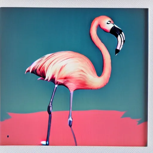 Image similar to flamingo midcentury polaroid