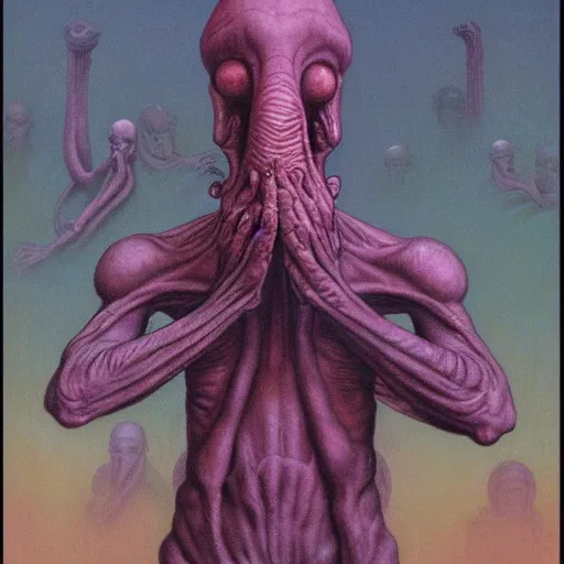 Image similar to squidward by wayne barlowe