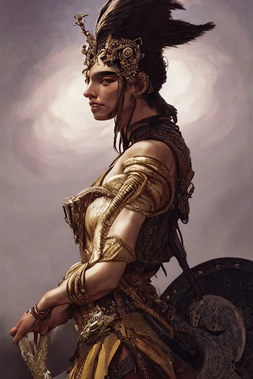 Image similar to a portrait of a anthropomorphic an ancient mesopotamia warrior goddess, D&D, fantasy, intricate, highly detailed, digital painting, artstation, concept art, smooth, sharp focus, illustration, art by caravaggio and artgerm and greg rutkowski and alphonse mucha