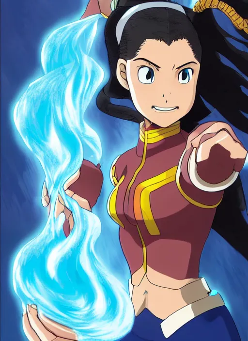 Image similar to highly detailed portrait of a katara for avatar with water powers, in my hero academia, stephen bliss