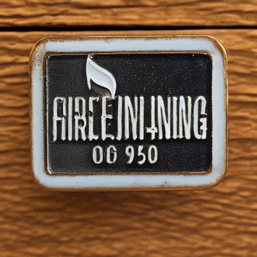 Prompt: a photo of a retro 1 9 6 0 s minimalistic clean fire warning label enamel pin, studio lighting, behance